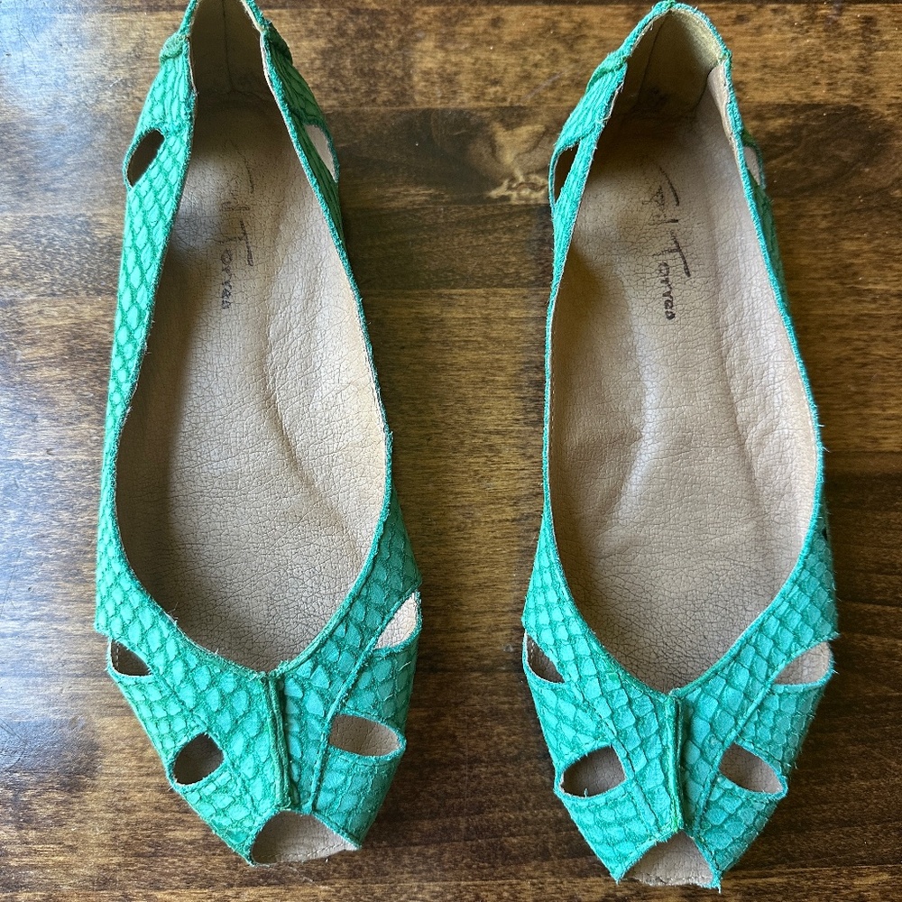 Torres Ballet Flats - Teal Green Shoes - Leather